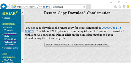 EDGAR: Return Copy Download Confirmation