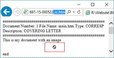 Viewing a return copy file with the .htm extension inside of a browser.